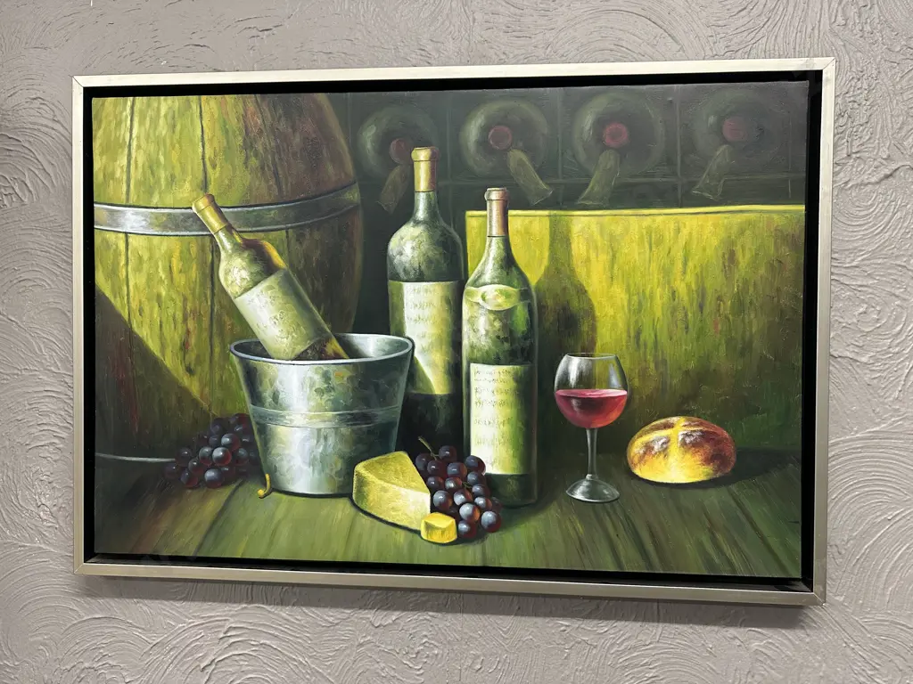 Framed Artwork Still Life Oil On Canvas H65,W95cm. Image 1++
