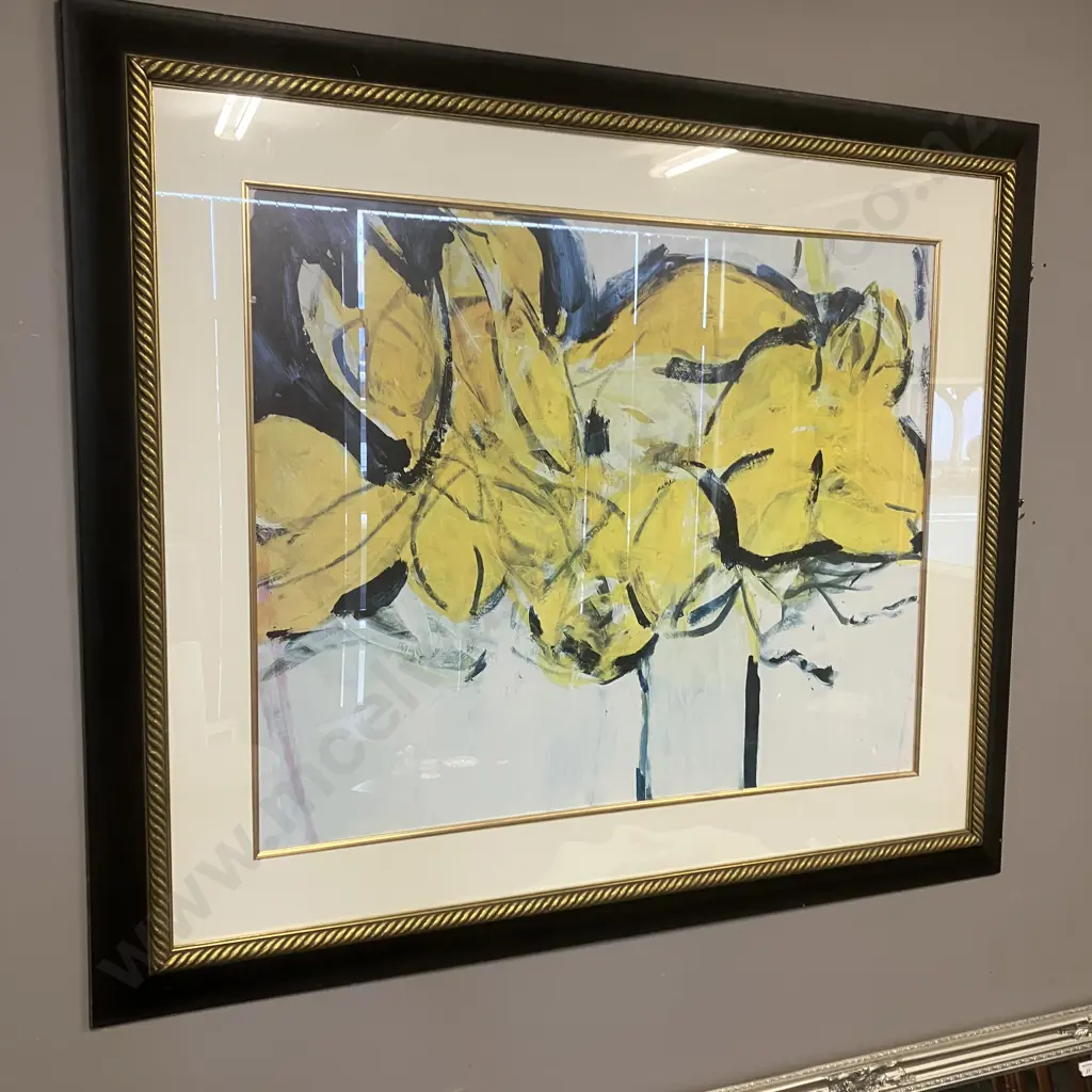 "Yellow Bouquet" by Oskar Koller Large Framed Artwork. 118 x 138cm Image 1++