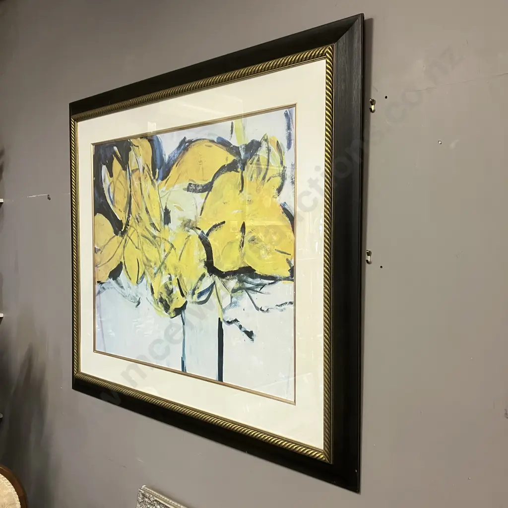 "Yellow Bouquet" by Oskar Koller Large Framed Artwork. 118 x 138cm Image 1++