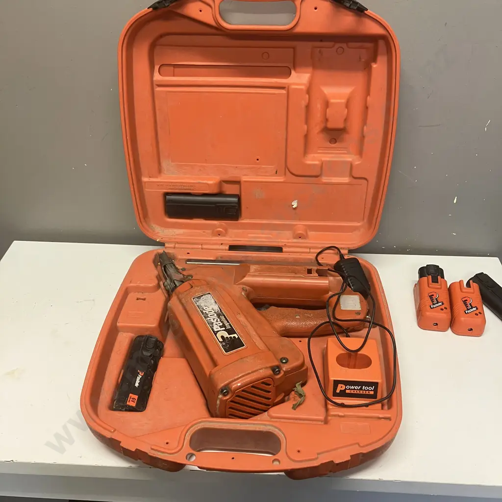 Paslode Impulse Nail Gun, Batteries, Charger In Moulded Case Image 1++