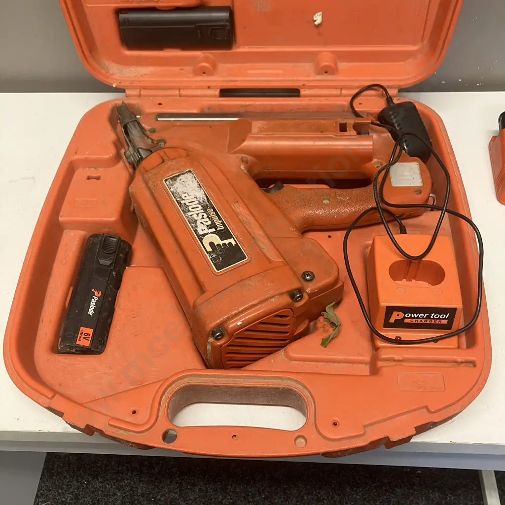 Paslode Impulse Nail Gun, Batteries, Charger In Moulded Case Image 1++