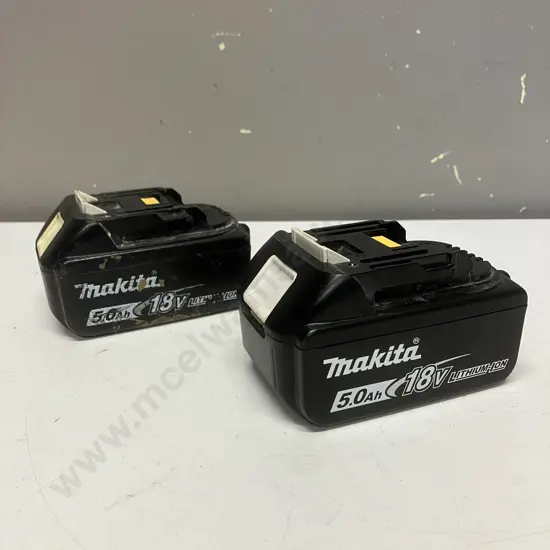 Pair of Makita Batteries - Li-ion 18V 5Ah with Battery Level Gauge