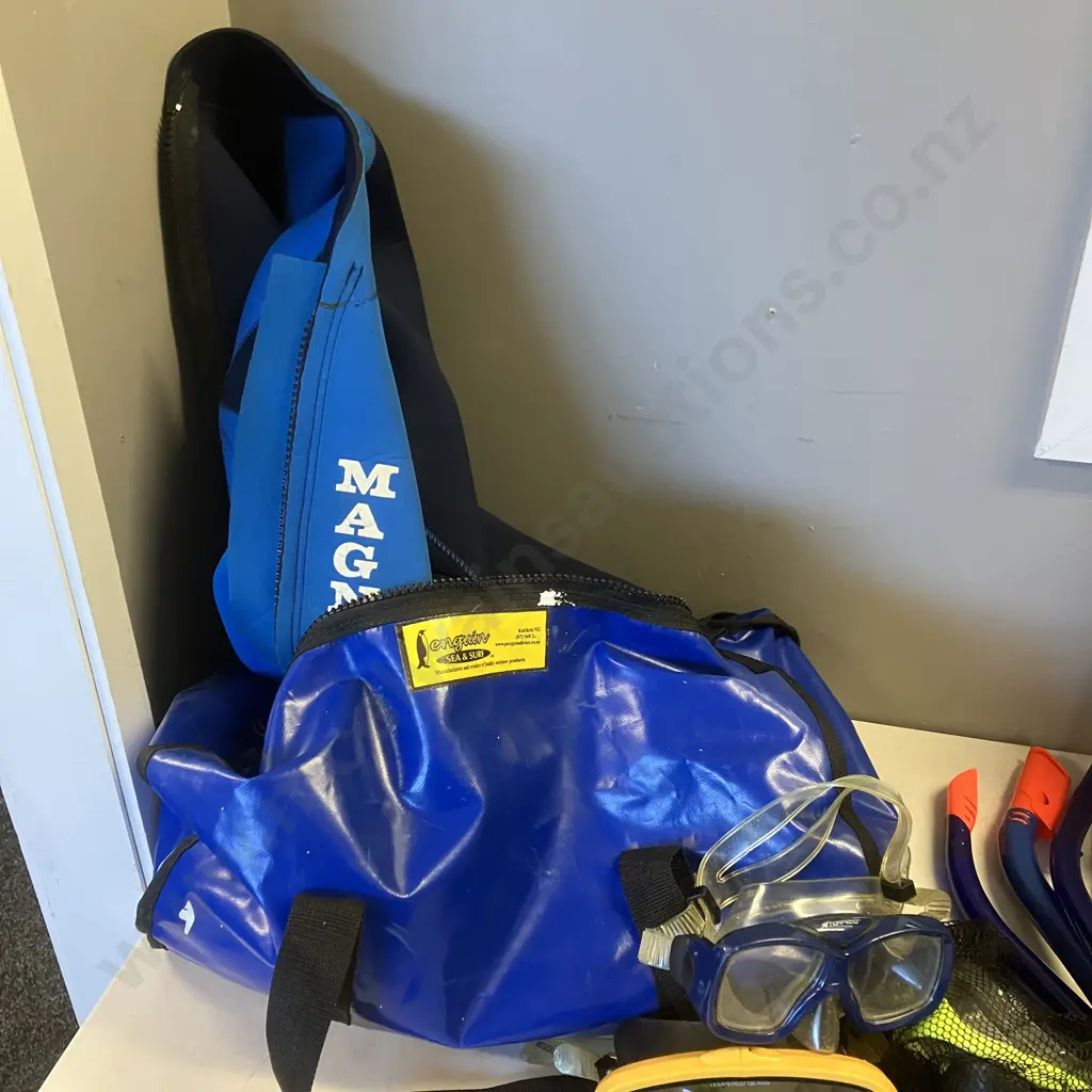 Diving Gear & Bag - Goggles, Snorkels, Flippers, Wetsuit Etc Image 1++