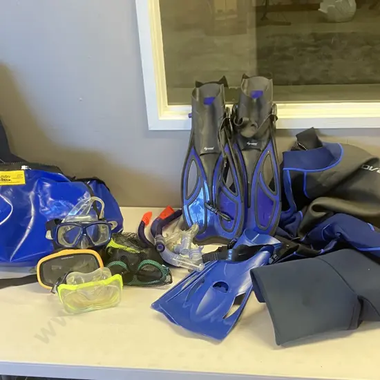 Diving Gear & Bag - Goggles, Snorkels, Flippers, Wetsuit Etc
