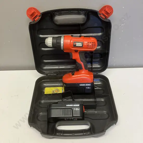Black & Decker EPC182-XE 18V Cordless Compact Drill Driver With 2 x Batteries & Case (No Charger)