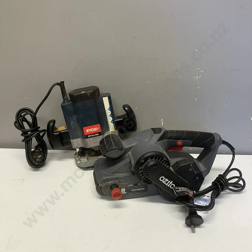 Ryobi 1200W Plunge Router ERT241200 & Ozito BSR-7000 800W Belt Sander Image 1++