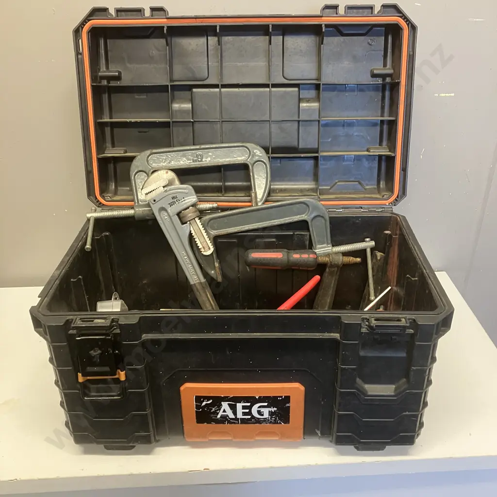 AEG Quickstack Toolbox, Pipe Wrench, Clamps, Hand Tools Etc Image 1++