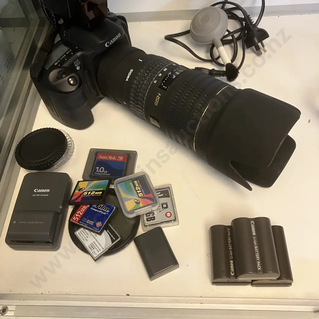 Canon EOS 10D 6.3MP DSLR Camera, Sigma 70-200mm f2.8 APO HSM Lens, Batteries, Charger, With Crumpler Camera Backpack Image 1++