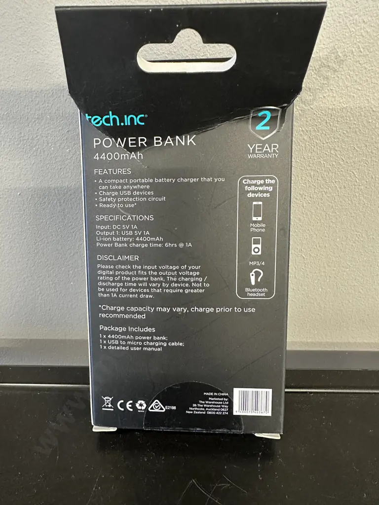 tech.inc Power Bank - 4400m Ah, Boxed Image 1++