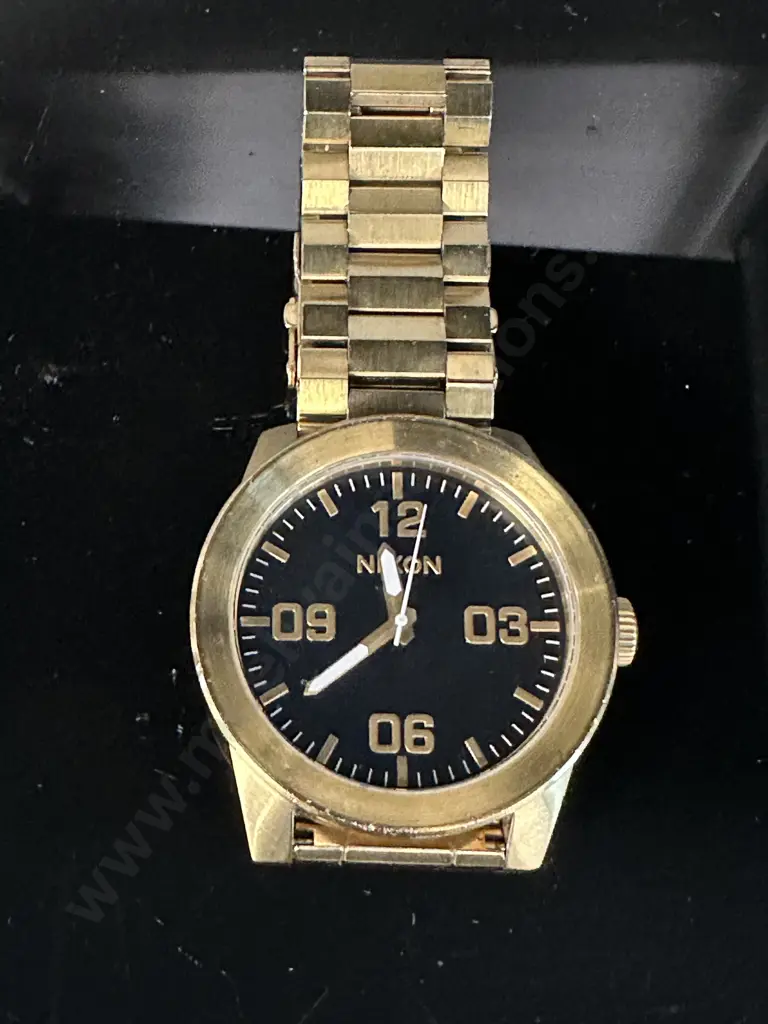 Mens Nixon 'The Corporal' Gold Coloured Watch With Black Face Image 1++