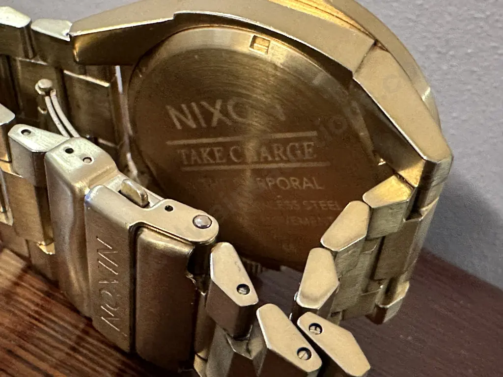 Mens Nixon 'The Corporal' Gold Coloured Watch With Black Face Image 1++