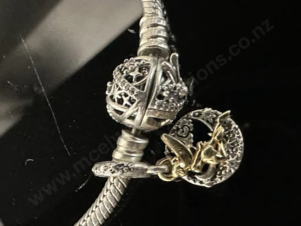 Pandora Bracelet With 925 Pandora Fairy Charm & Karen Walker 925 Cat Ring Image 1++