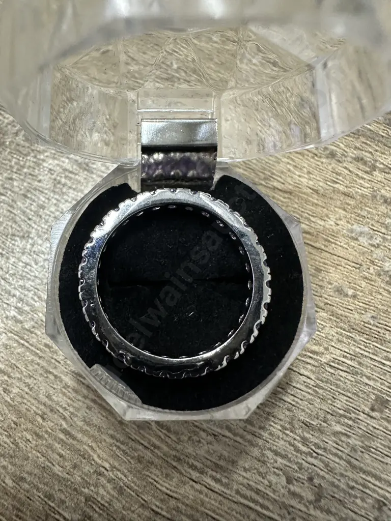Large Stamped 925 Ring Purple Gem Stones Image 1++