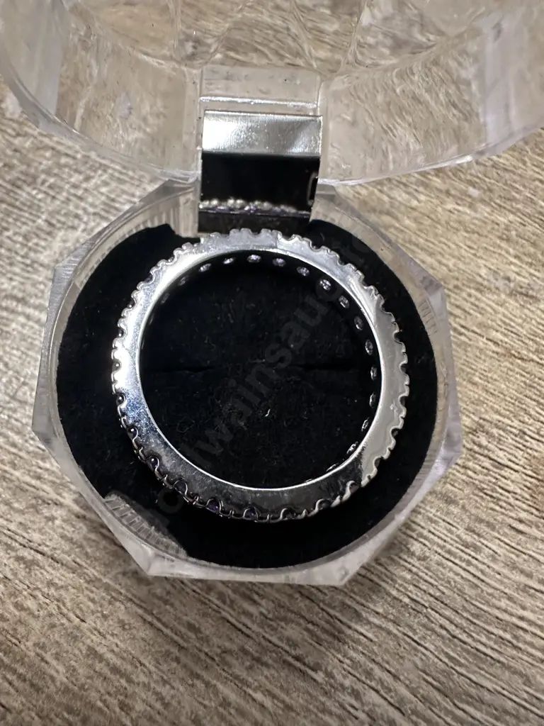 Large Stamped 925 Ring Purple Gem Stones Image 1++