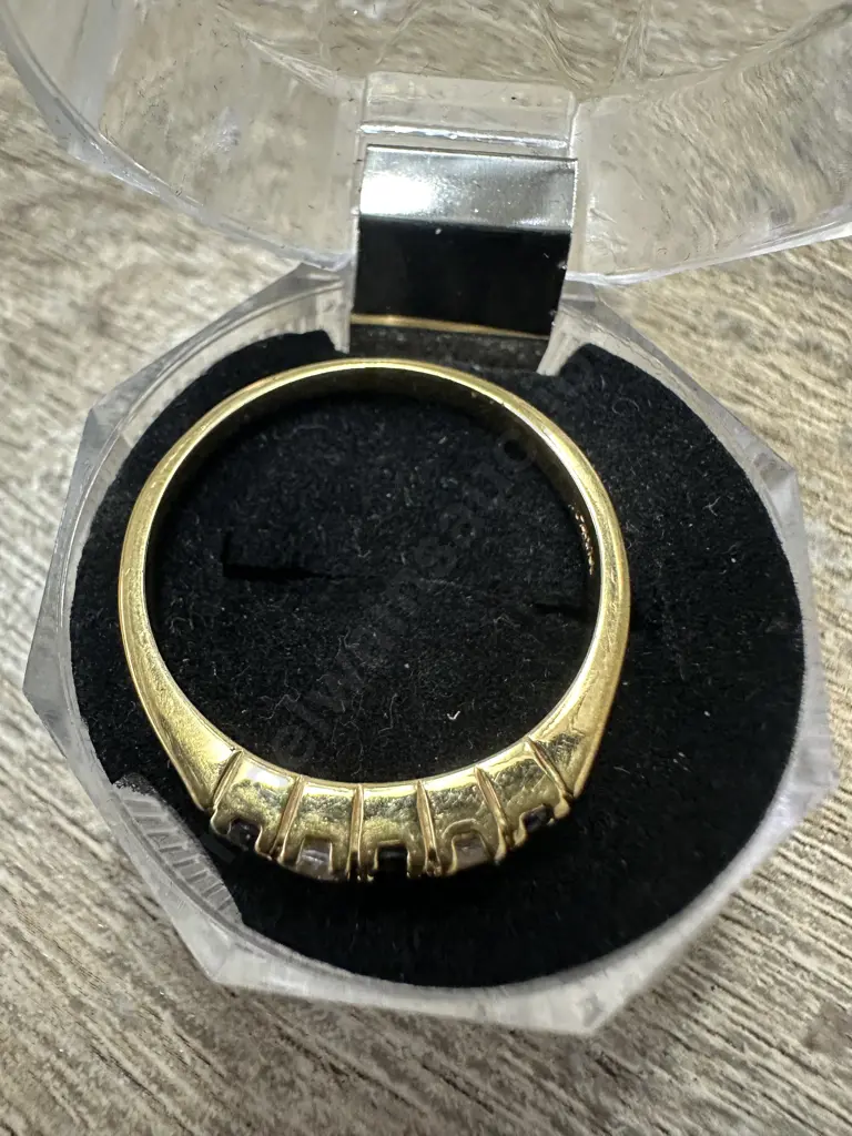 Large Saphire & Clear Stone Ring Stamped Image 1++