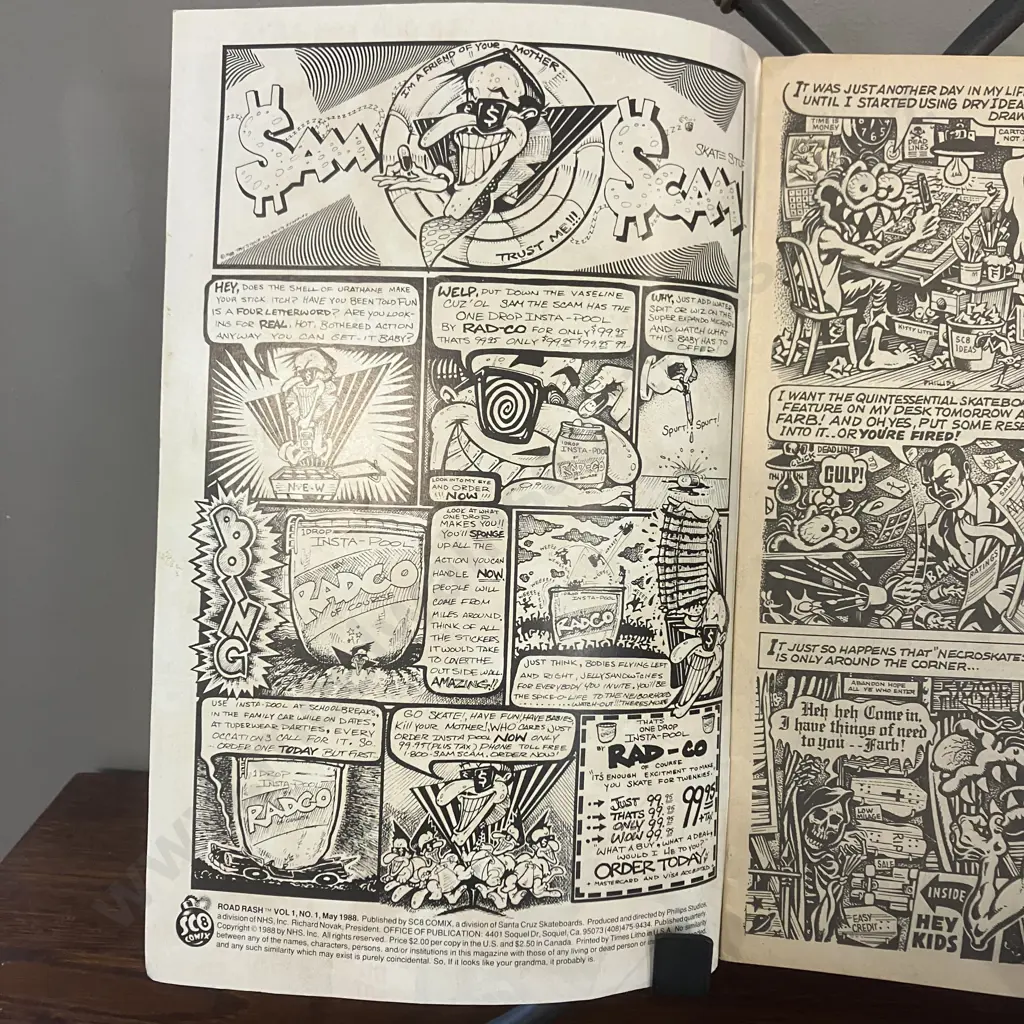 Rare Collectable Road Rash Comic #1 Published by SC8 Comix/Santa Cruz Skateboards, May 1988 Image 1++