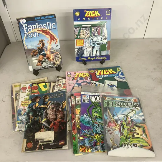 The Tick Omnibus & Comics, Marvel Comics Incl Fantastic Four Epic Collection & Nemesis The Warlock Comics