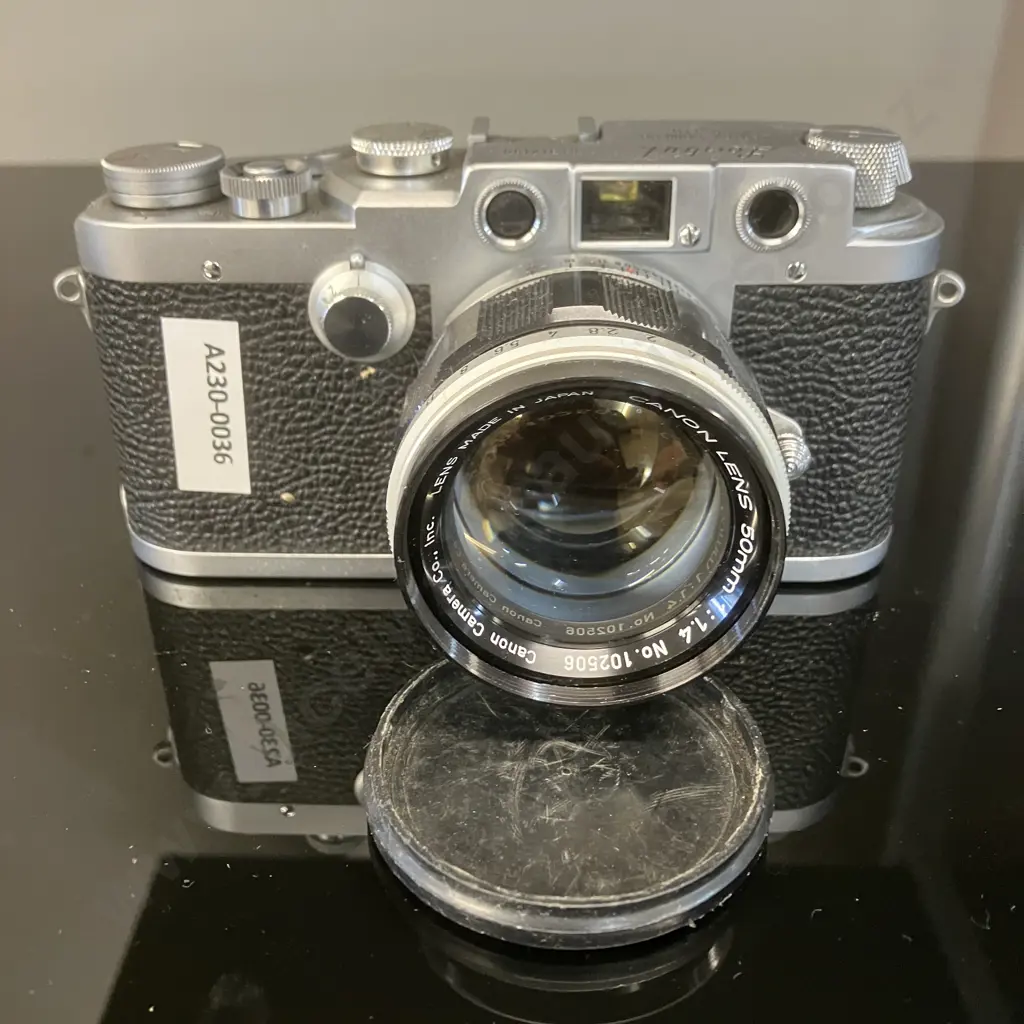 Rare Leotax Model K Rangefinder Camera (#3121807) With Canon 50mm f1.4 Lens (#1102506) 1955 Image 1++