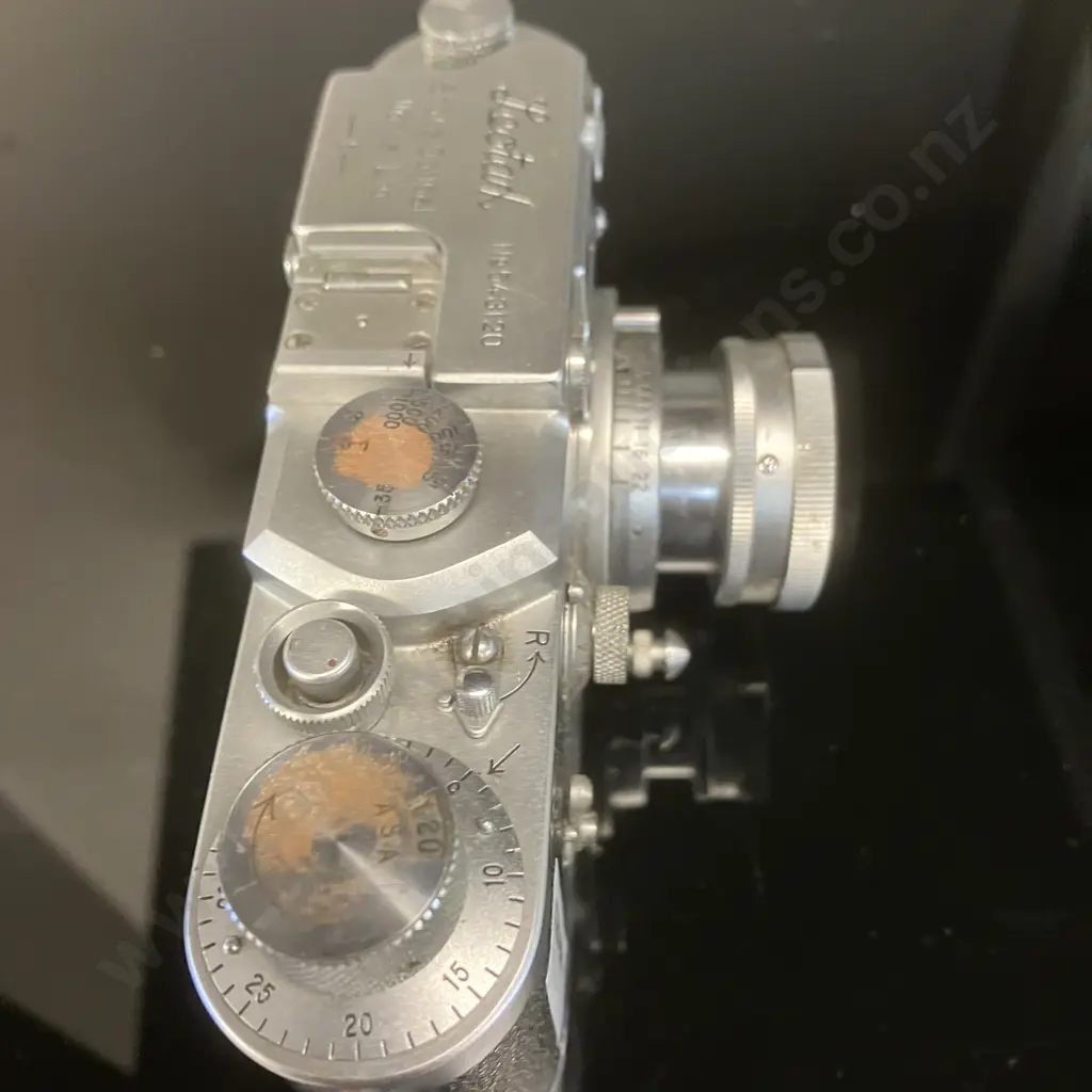 Rare Showa Works Leotax K3 Rangefinder Camera (#543120) With RARE Konishiroku Collapsible Hexar 50mm f3.5 Lens #1321772 Image 1++