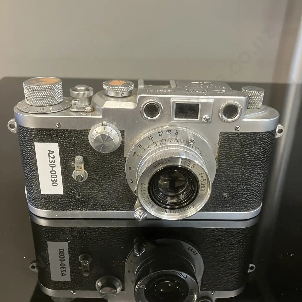 Rare Showa Works Leotax K3 Rangefinder Camera (#543120) With RARE Konishiroku Collapsible Hexar 50mm f3.5 Lens #1321772 Image 1++