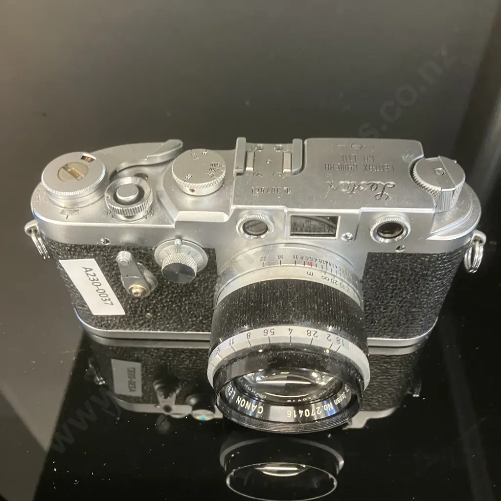 Rare Leotax Model FV Rangefinder Camera (#307801) With Canon 50mm f1.8 Lens (#270416) 1958 Japan Image 1++