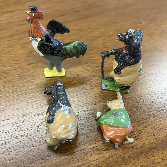 1930s Britain's Cadbury Cococub Lead Figurines x 4 (As Found)