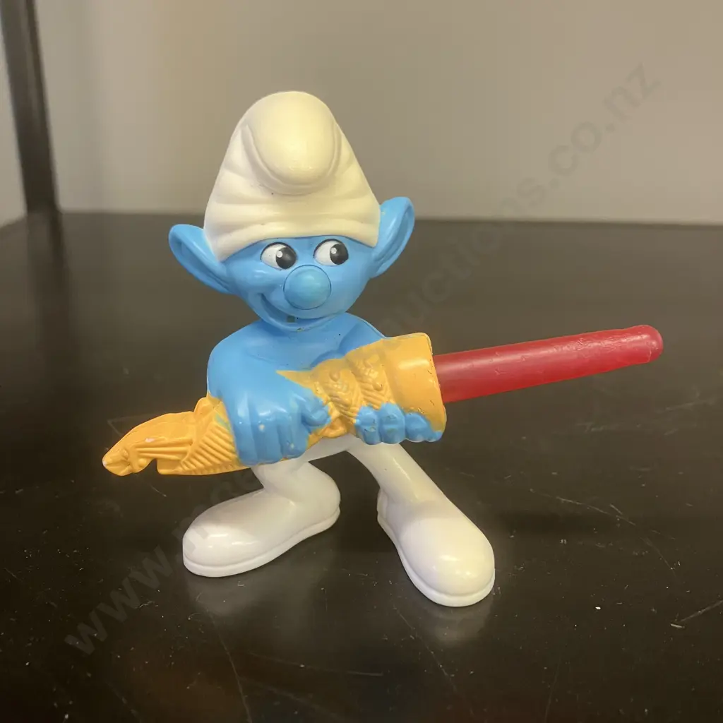 Vintage Smurf Schleich Native Ameican Smurfette With Baby (20555) Germany & 2011 Peyo Hefty Smurf & Clumsy Smurf (McD's) Image 1++