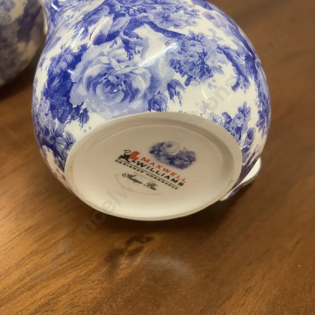 Maxwell Willams Antique Blue Teapot, Creamer And Lidded Sugar Bowl Image 1++