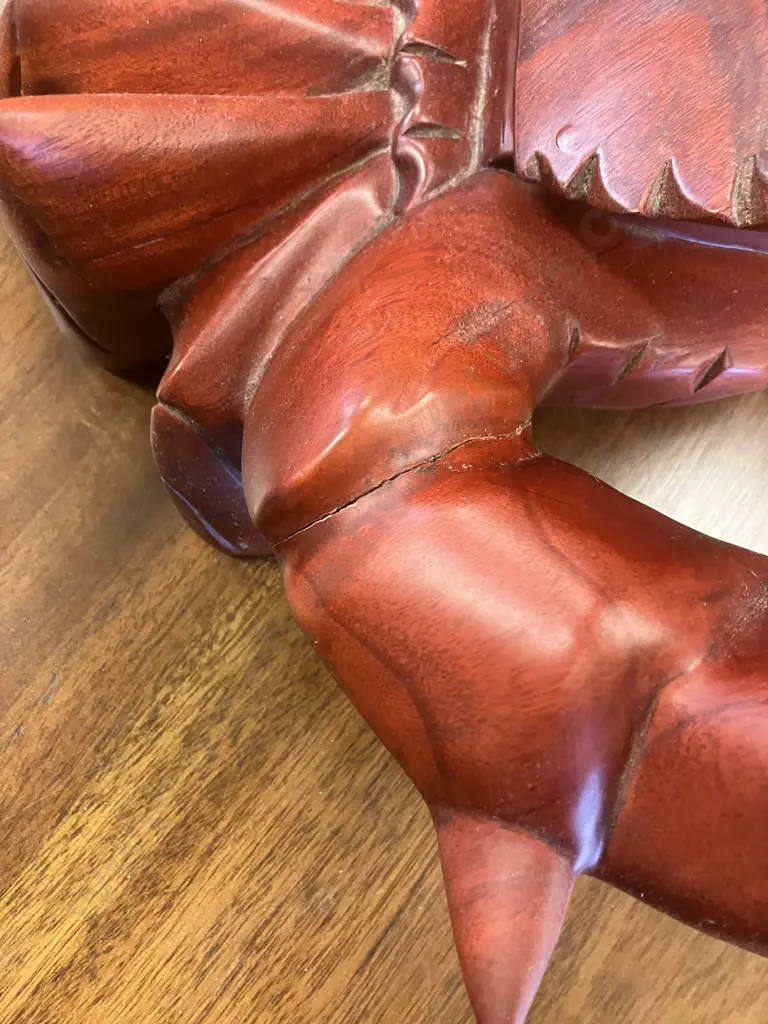 Large Carved Hardwood Crab With Hinged For Storage. H20 W48 D32cm (As Found) Image 1++
