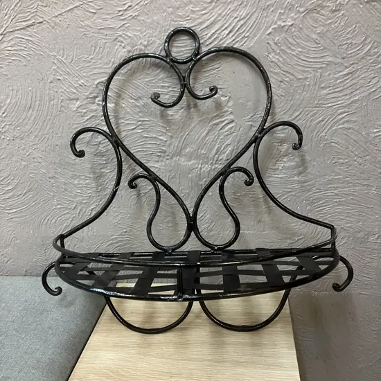 Wrought Iron Wall Mount Planter Shelf. H51 W52 D22cm