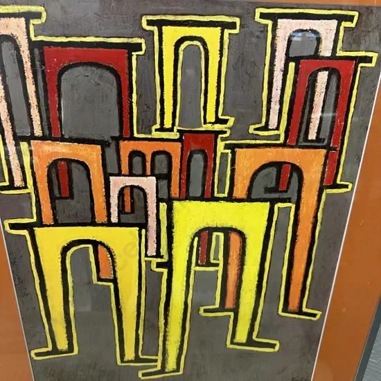 Framed Image Of The 'Viaduct' Signed Paul Klee H68,W56cm.