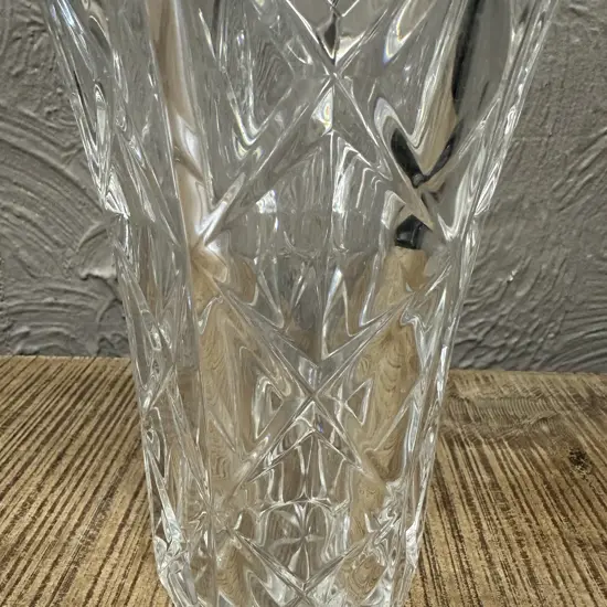Vintage Clear Cut Glass Vase H21cm.