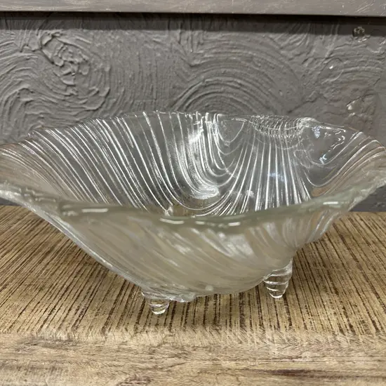 Vintage Footed ConchShell Clear Textured Bowl H13,W28,D29cm