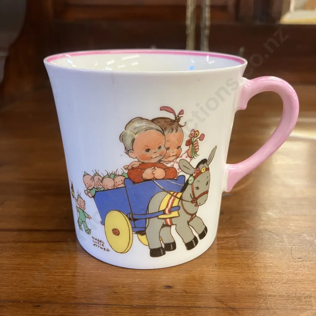 Vintage Shelley Mabel Lucie Attwell 'A Very Lucky Fairy Band' Cup With Pink Trim Image 1++