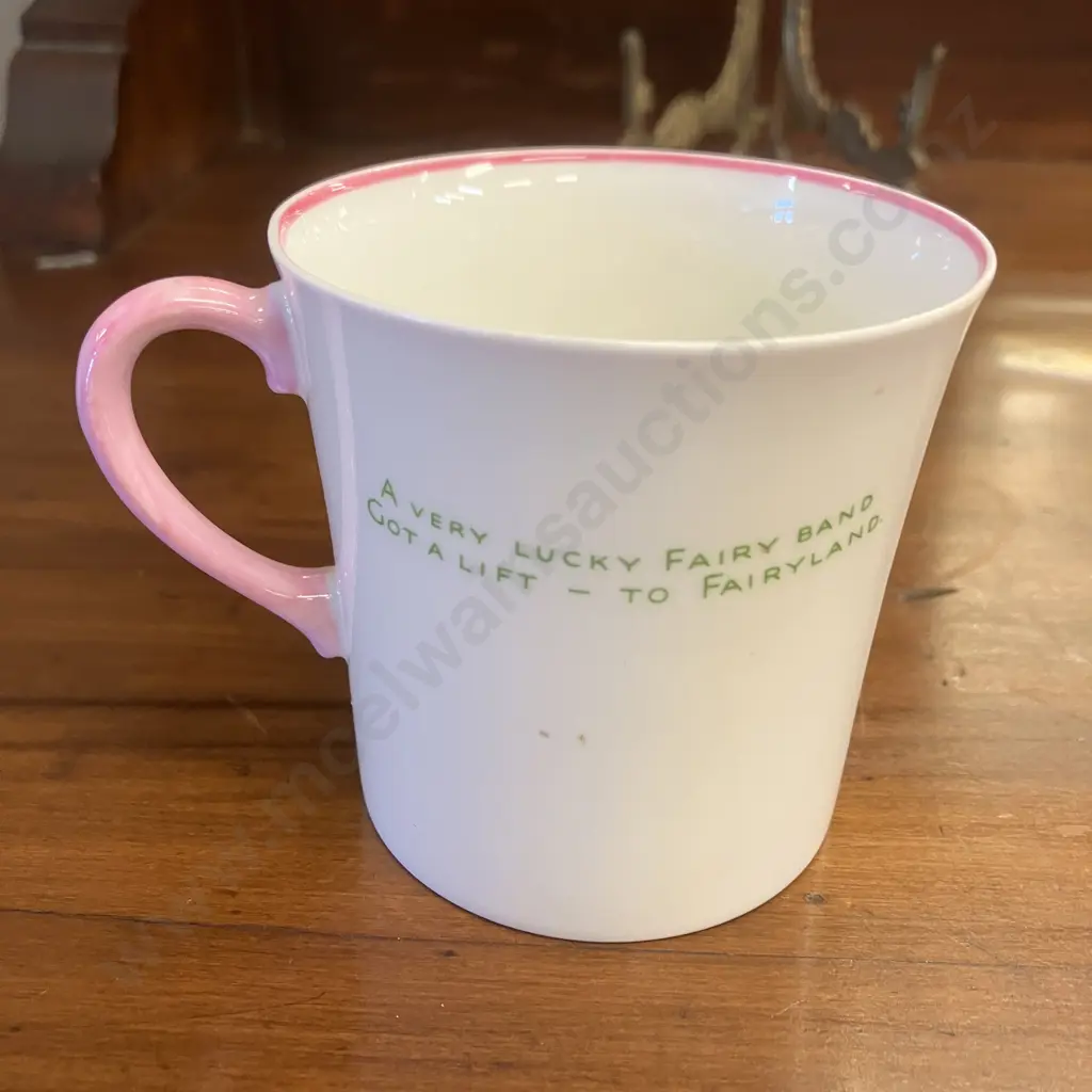 Vintage Shelley Mabel Lucie Attwell 'A Very Lucky Fairy Band' Cup With Pink Trim Image 1++