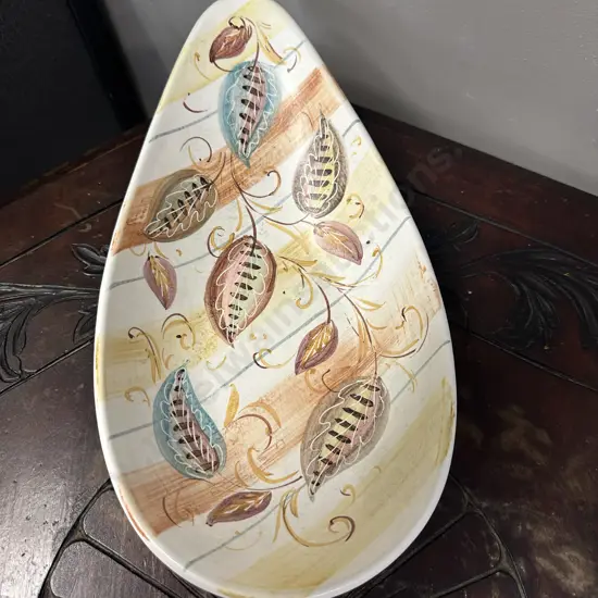 Vintage Mid Century Denby Glyn Ware Hand Painted Tear Drop Shape Dish Signed By Glen Colledge. H5.5 W3 D16.5cm1