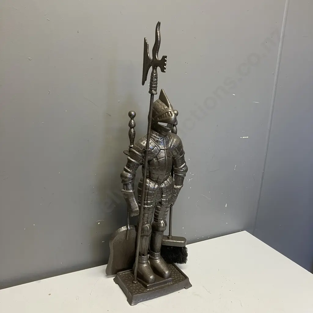 Medieval Knight Cast iron Fireplace Tool Set. H73cm Image 1++