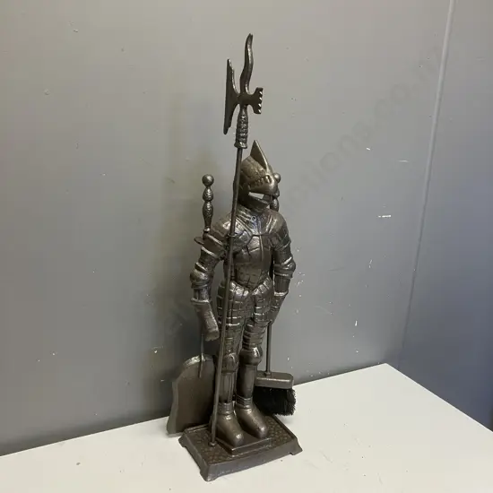 Medieval Knight Cast iron Fireplace Tool Set. H73cm
