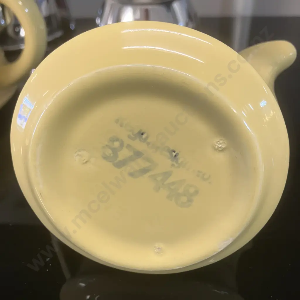 Art Deco Style Tea Pot With Creamer, Yellow & Insulated Chrome, Rd No 877448 1950's Vintage Made In England Image 1++