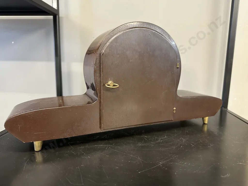 Art Deco German Mantle Clock 1950s Klieninges Schwebegang With Key, Clock Movement Stamped #3/68 Image 1++