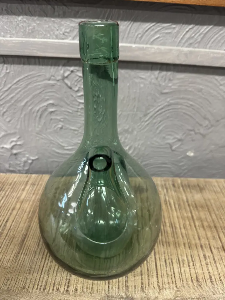 Vintage Hand Blown Green Glass Wine Decanter With Ice Chamber H33cm. Image 1++