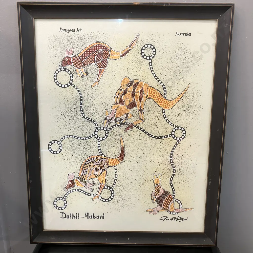 "Dulbil-Yabani" by David Hudson - Aboriginal Screen Print On Canvas. 55 x 45cm Image 1++