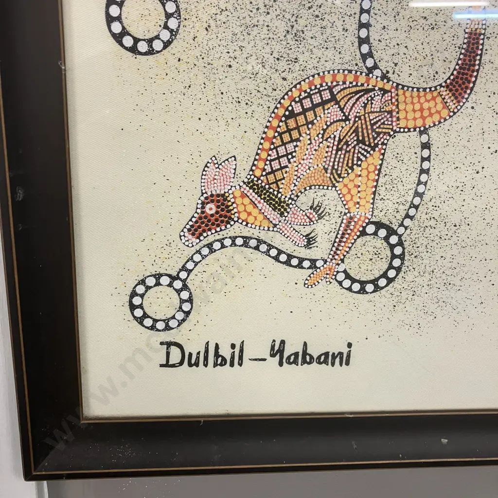 "Dulbil-Yabani" by David Hudson - Aboriginal Screen Print On Canvas. 55 x 45cm Image 1++