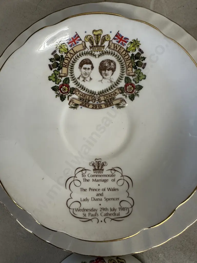 Regency English Bone China Charles & Diana Commemorative Tea Set - 6 x Trios & Cake Plate Image 1++