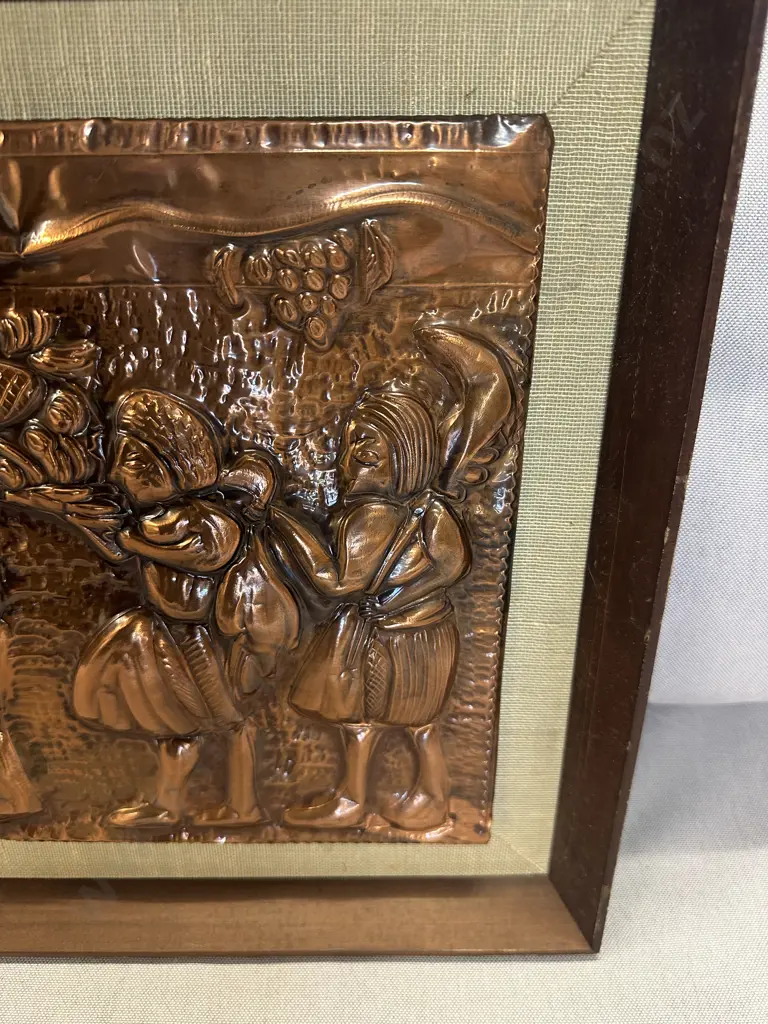 Vintage Framed Repousse Copper Persian Scene Artwork H33,W87.5cm. Image 1++