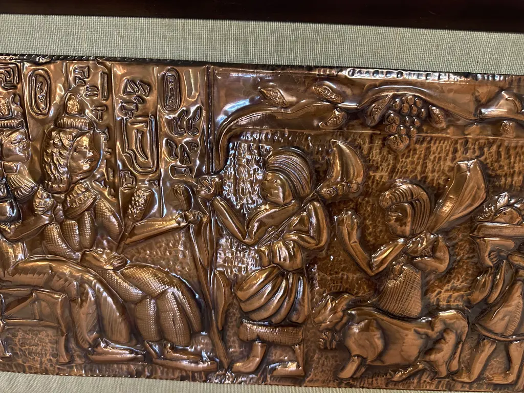 Vintage Framed Repousse Copper Persian Scene Artwork H33,W87.5cm. Image 1++