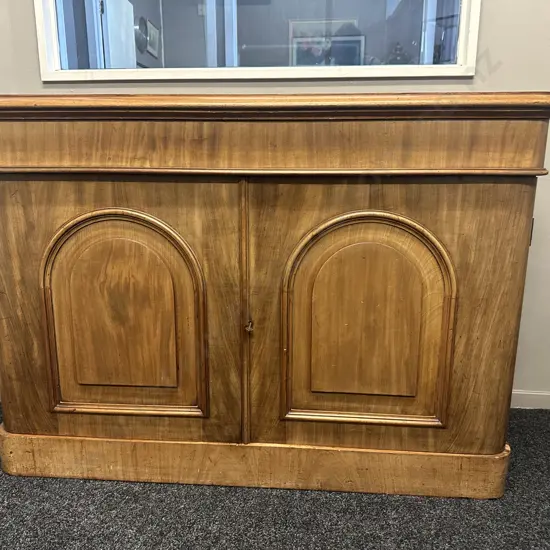 Mahogany Sideboard Two Drawer, Two Door With Key & Felt Lined Hidden Cutlery Drawer H98,W137,D52cm