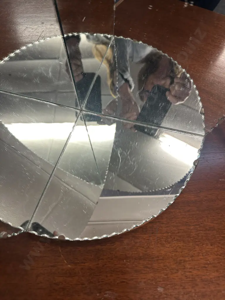 Retro Mirror Pie Crust Edge With Shelf H45,W52cm. Image 1++