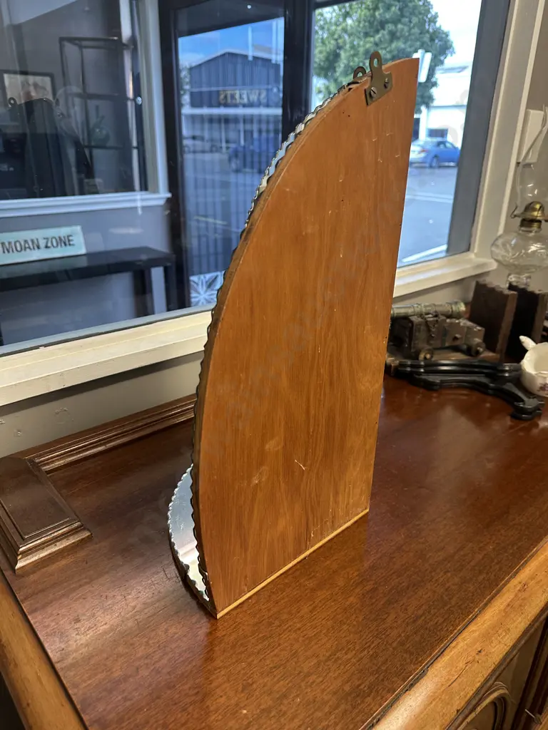 Retro Mirror Pie Crust Edge With Shelf H45,W52cm. Image 1++