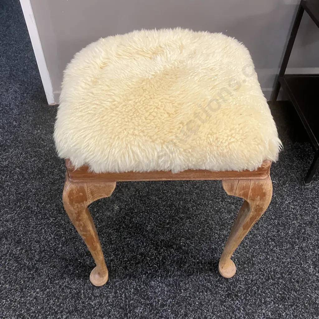Bedroom Stool With Sheepskin Top Image 1++
